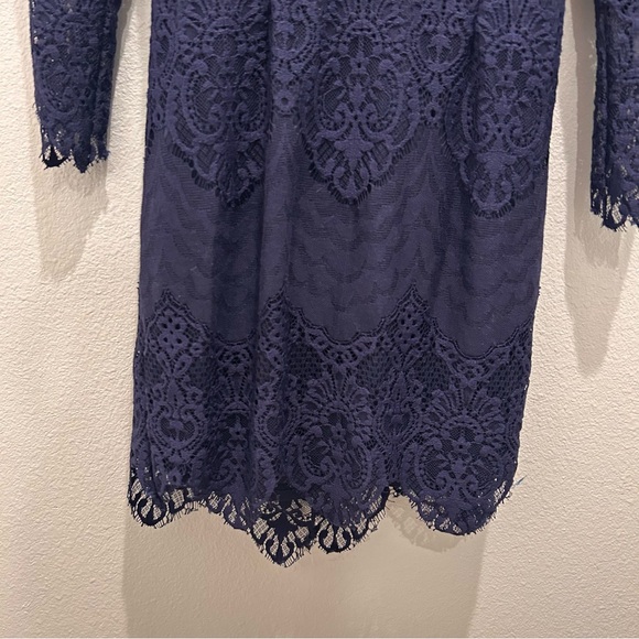 Hello Molly Navy Lace Long Sleeve Mini Dress Size 4 Small - Picture 6 of 14